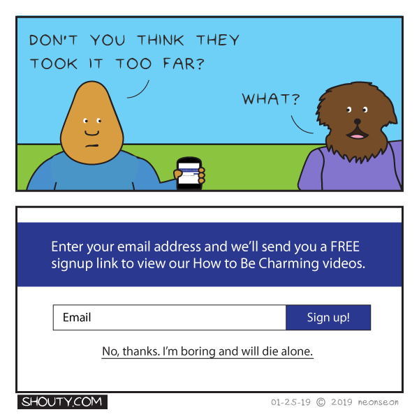 Sign Up Form Comic by Shouty